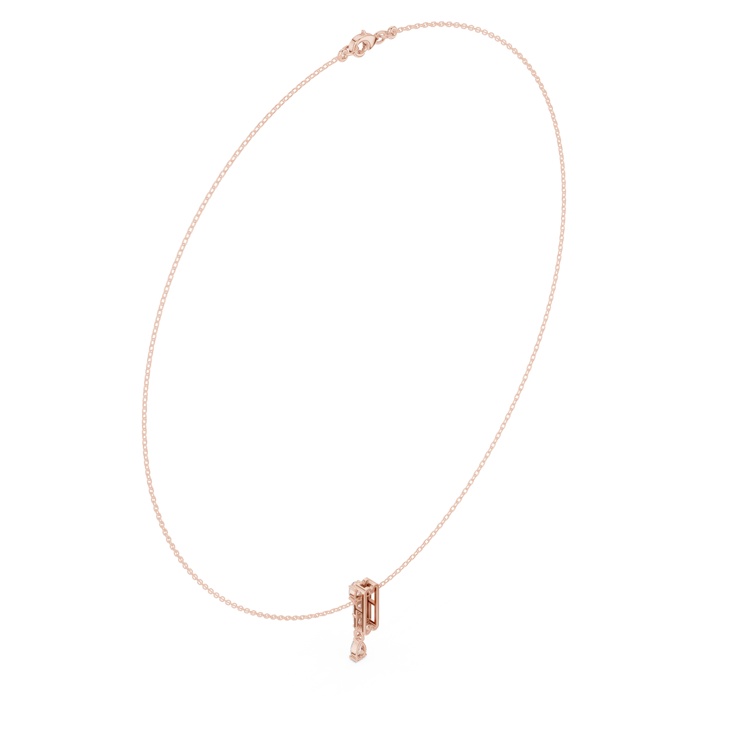 Architectural vertical diamond pendant - styled with minimalist aesthetics - expressing refined modern femininity