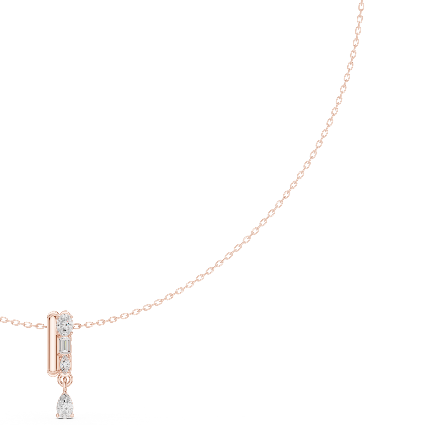 Architectural vertical diamond pendant - styled with minimalist aesthetics - expressing refined modern femininity