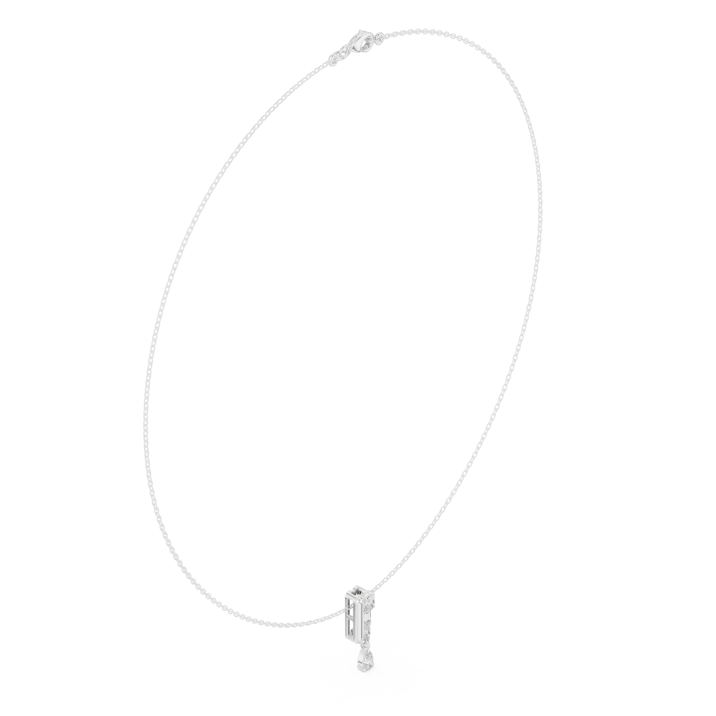 Architectural vertical diamond pendant - styled with minimalist aesthetics - expressing refined modern femininity