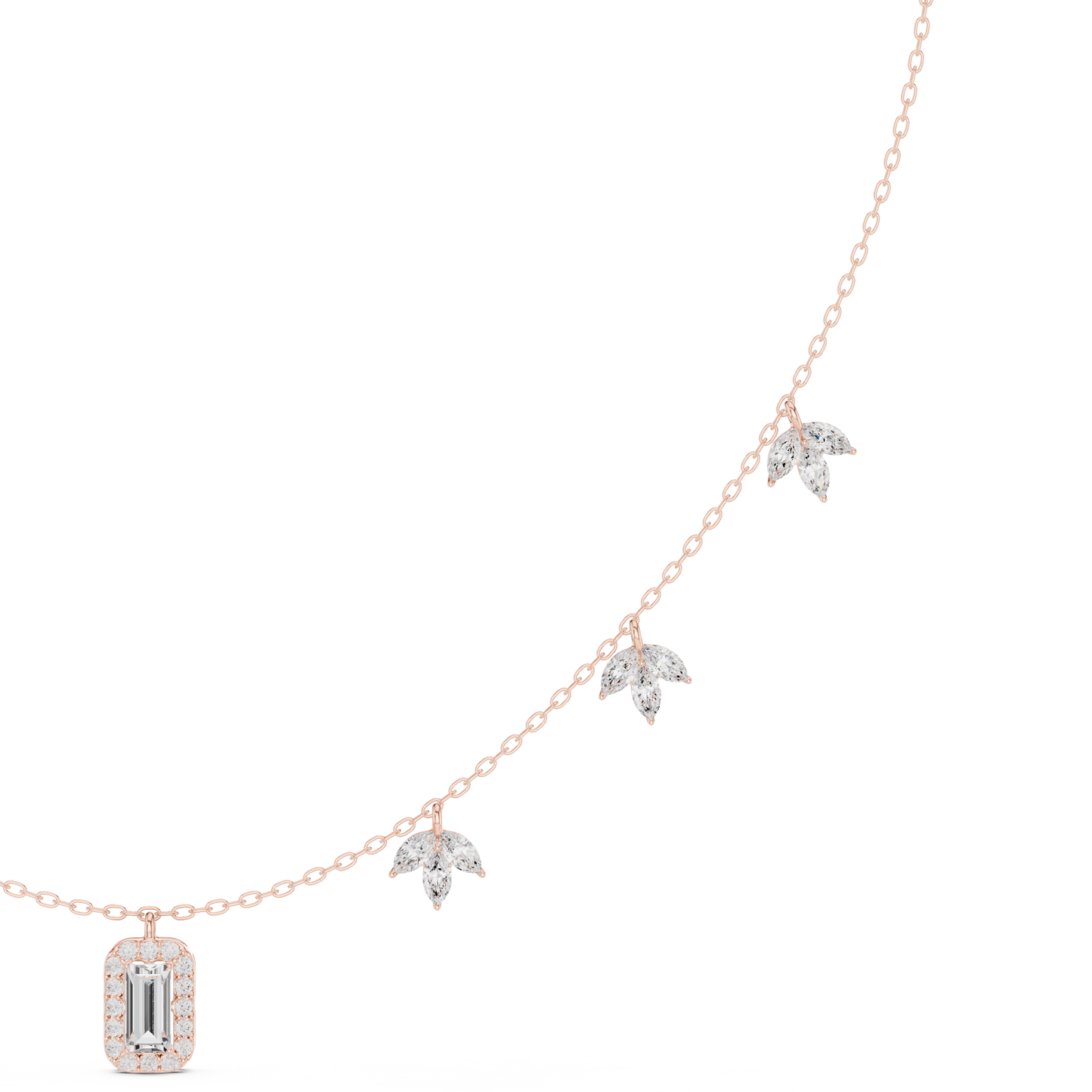 Graceful diamond necklace | hand finished leaf charms | luxury that feels light feminine modern