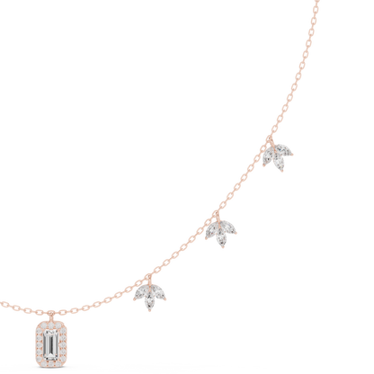 Graceful diamond necklace | hand finished leaf charms | luxury that feels light feminine modern