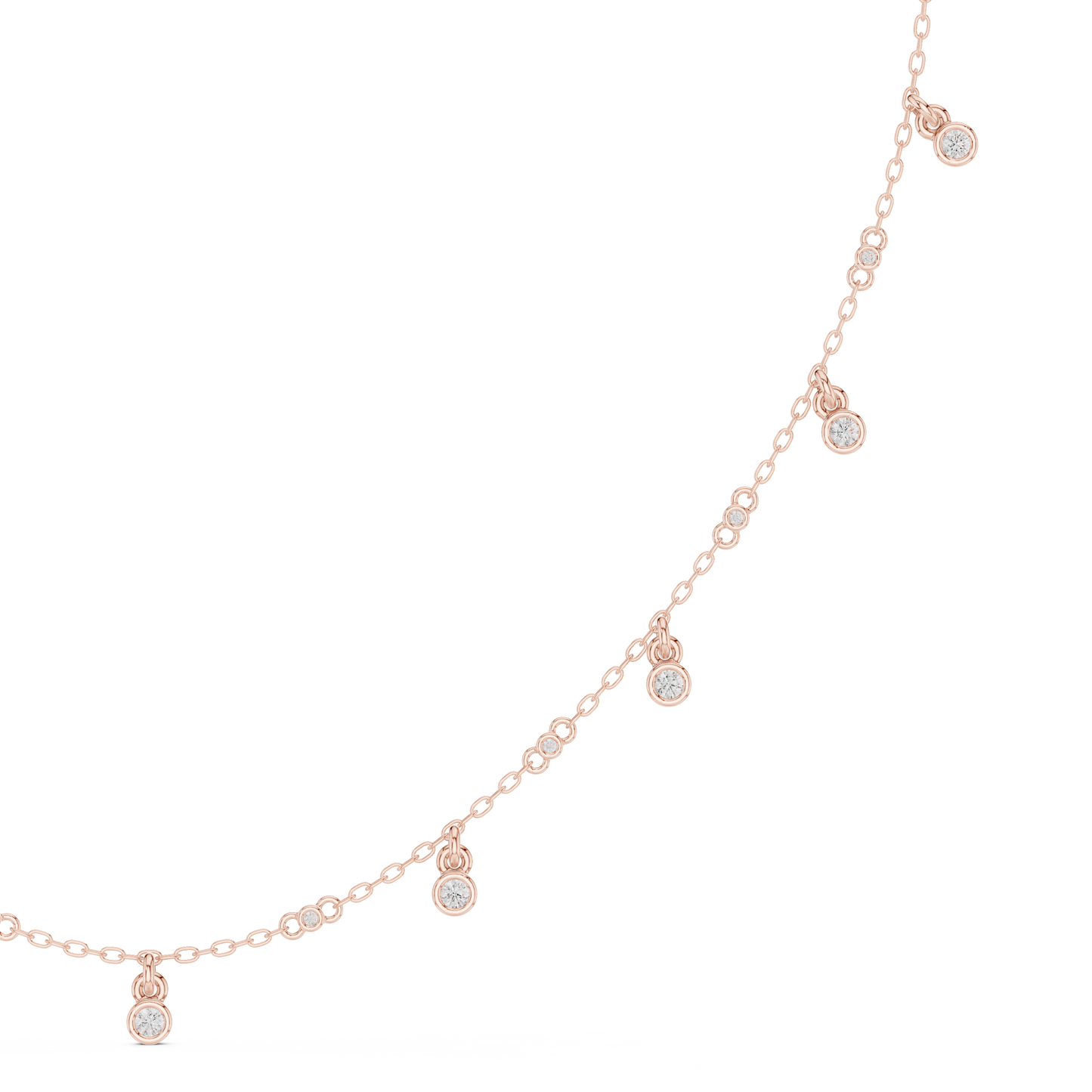 Delicate Diamond Station Chain - Modern Luxury Layering Jewelry - Yellow Rose White Gold Necklace