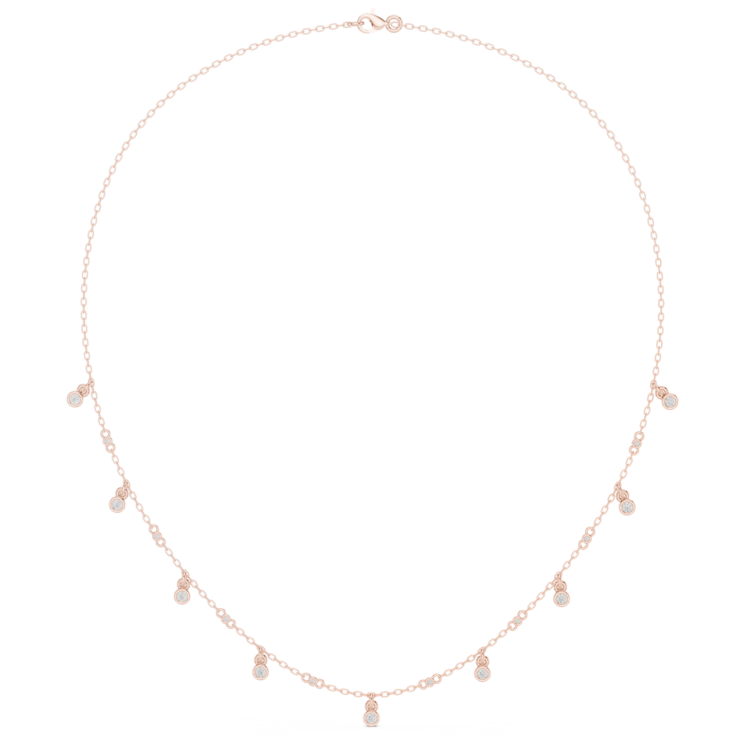 Delicate Diamond Station Chain - Modern Luxury Layering Jewelry - Yellow Rose White Gold Necklace