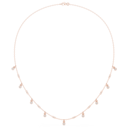 Delicate Diamond Station Chain - Modern Luxury Layering Jewelry - Yellow Rose White Gold Necklace