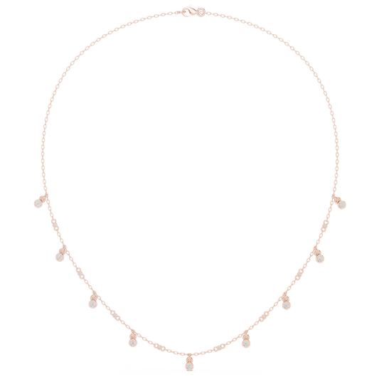 Delicate Diamond Station Chain - Modern Luxury Layering Jewelry - Yellow Rose White Gold Necklace