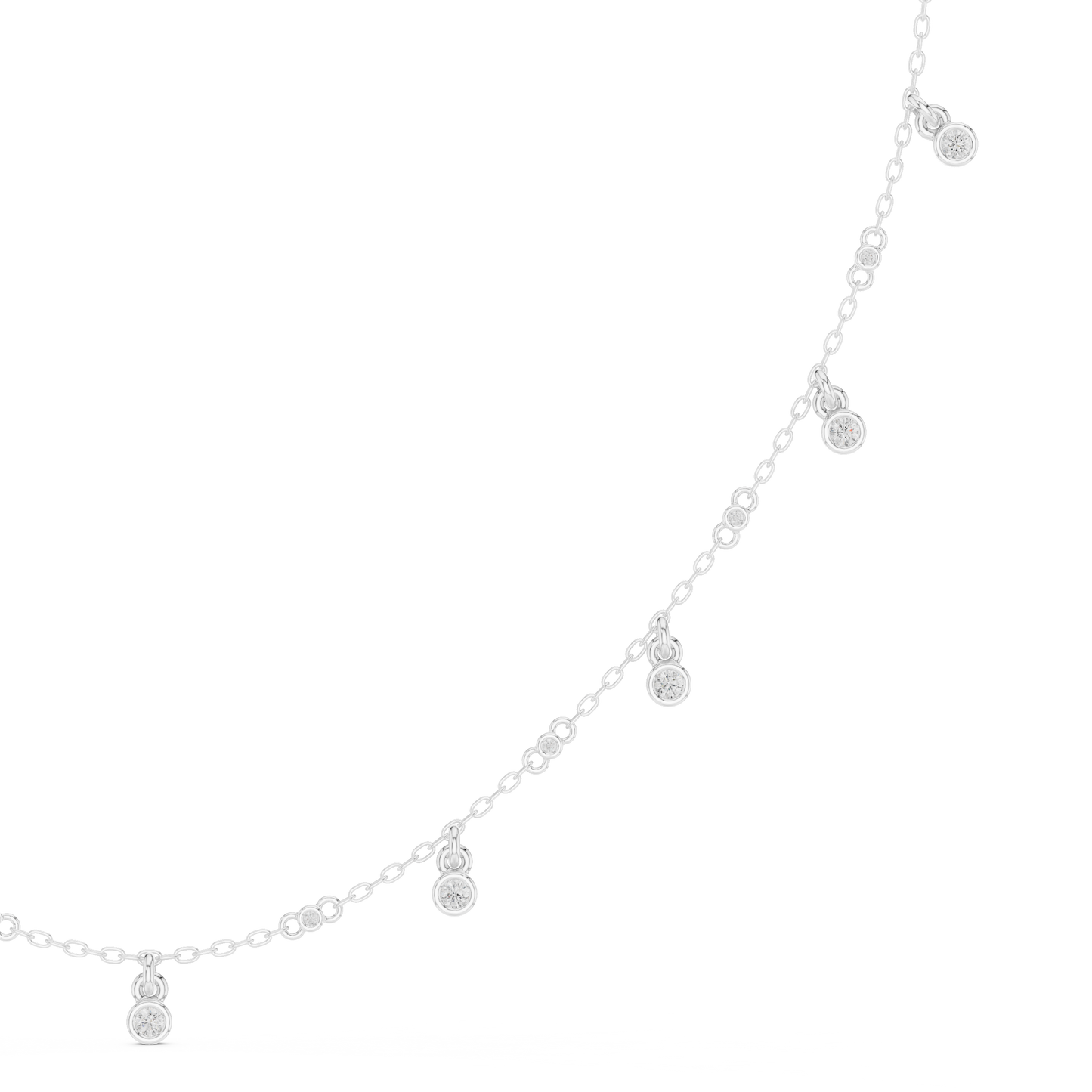 Delicate Diamond Station Chain - Modern Luxury Layering Jewelry - Yellow Rose White Gold Necklace