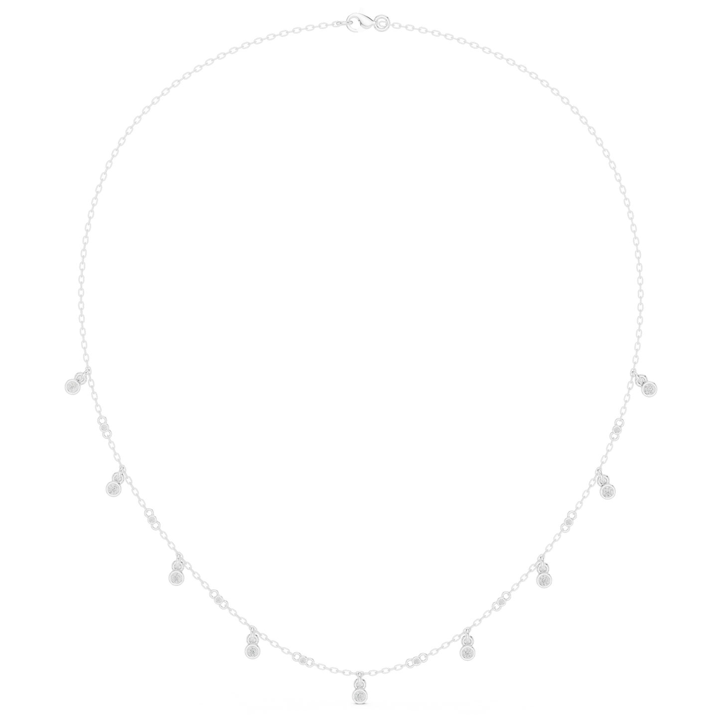 Delicate Diamond Station Chain - Modern Luxury Layering Jewelry - Yellow Rose White Gold Necklace