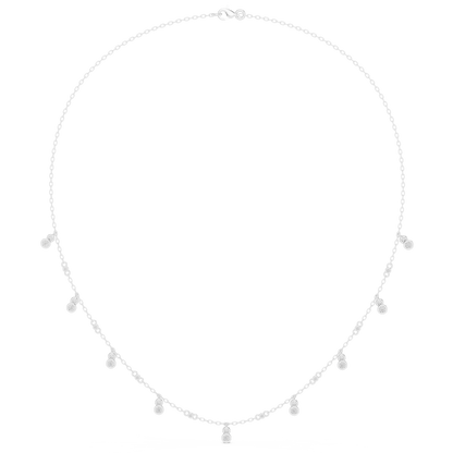 Delicate Diamond Station Chain - Modern Luxury Layering Jewelry - Yellow Rose White Gold Necklace