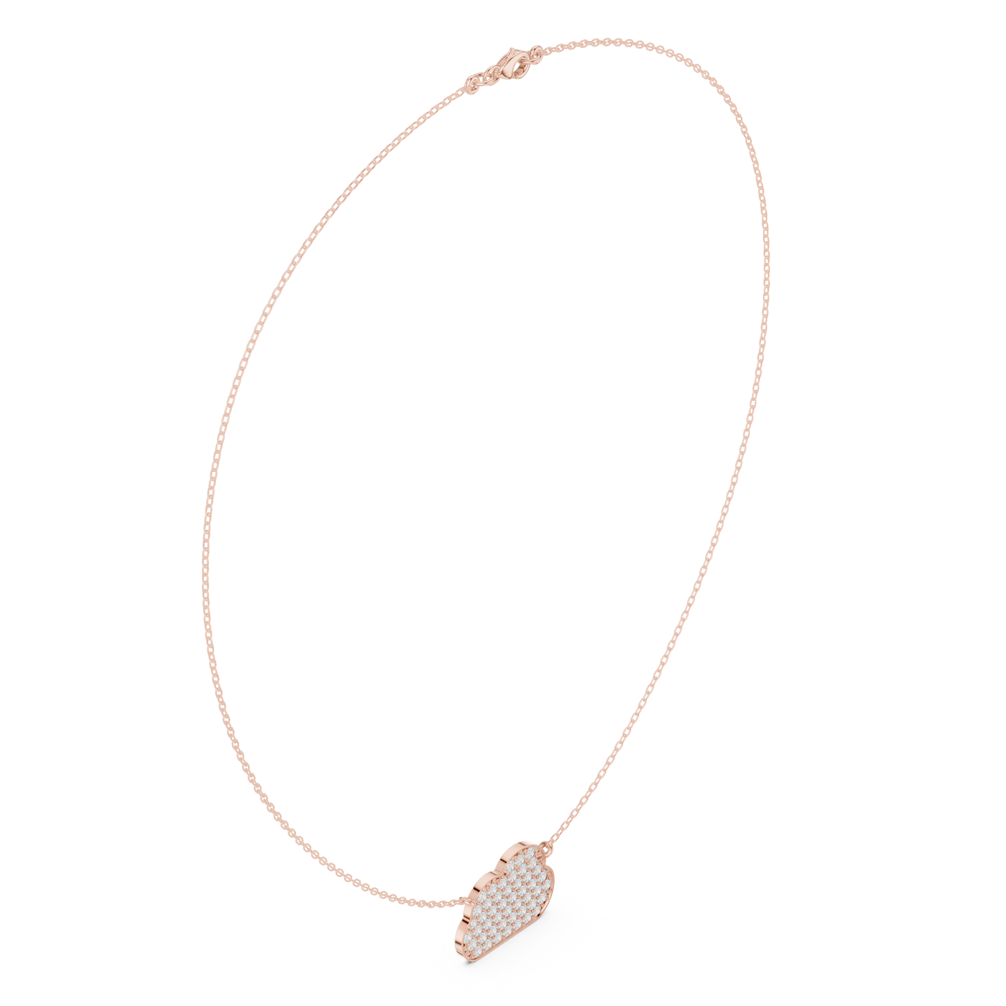 Soft Romance Heart Necklace | Floating Pavé Cloud Pendant | Modern Fine Jewelry Essential