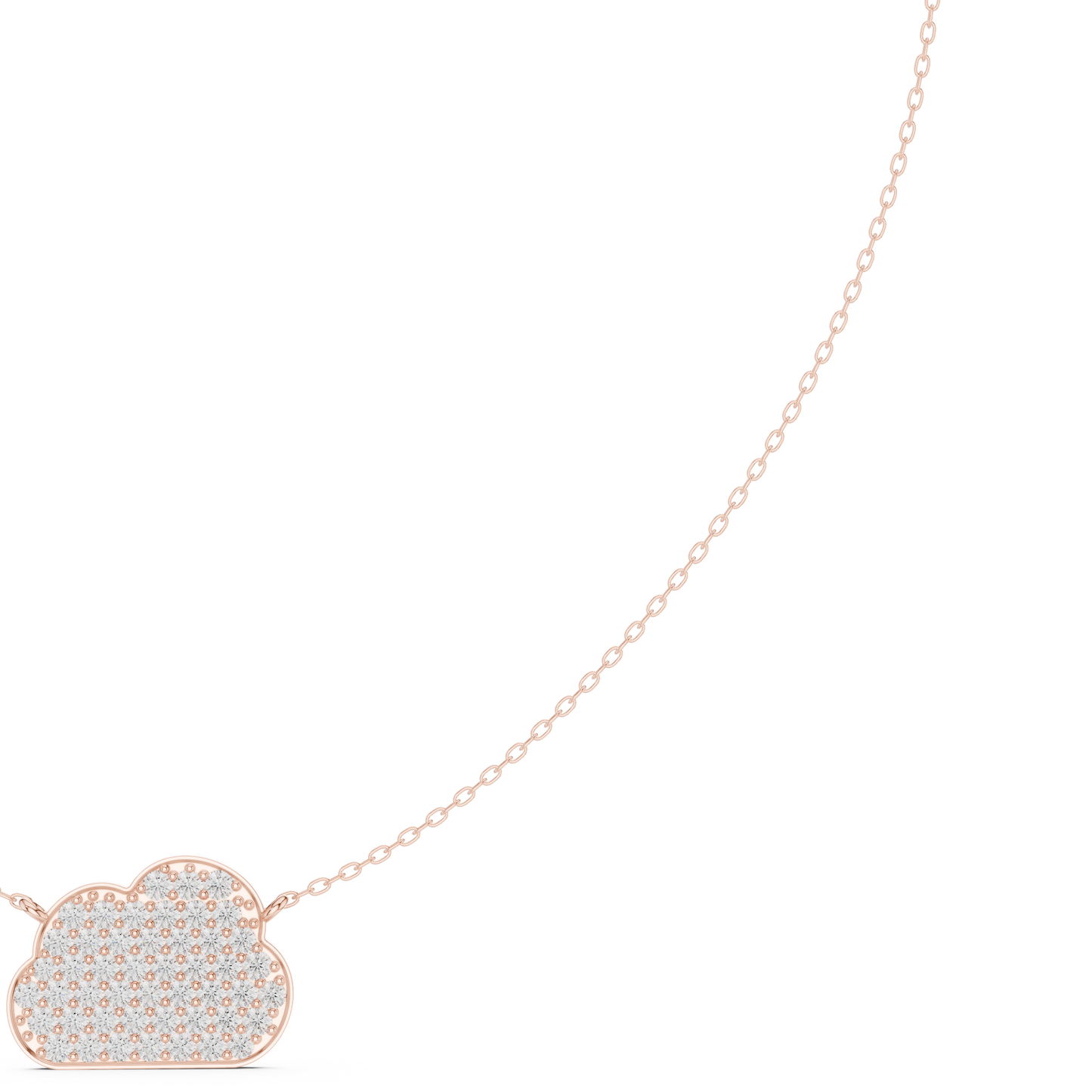 Soft Romance Heart Necklace | Floating Pavé Cloud Pendant | Modern Fine Jewelry Essential