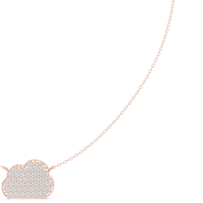 Soft Romance Heart Necklace | Floating Pavé Cloud Pendant | Modern Fine Jewelry Essential