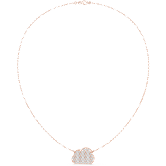 Soft Romance Heart Necklace | Floating Pavé Cloud Pendant | Modern Fine Jewelry Essential