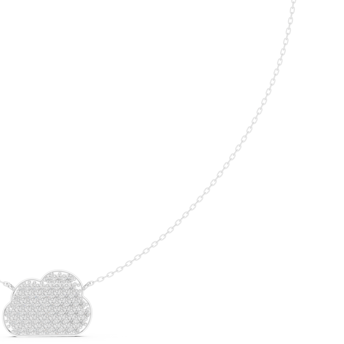 Soft Romance Heart Necklace | Floating Pavé Cloud Pendant | Modern Fine Jewelry Essential