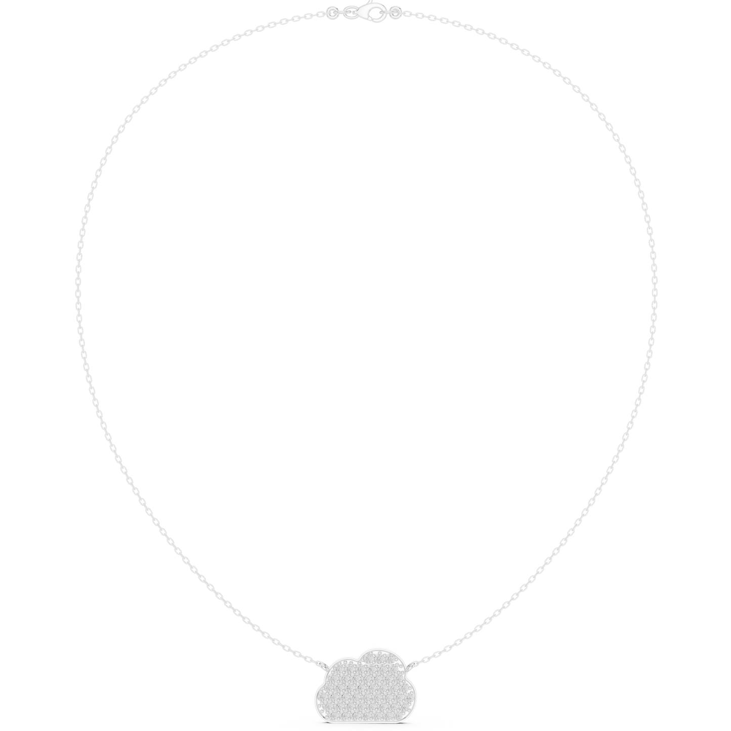 Soft Romance Heart Necklace | Floating Pavé Cloud Pendant | Modern Fine Jewelry Essential