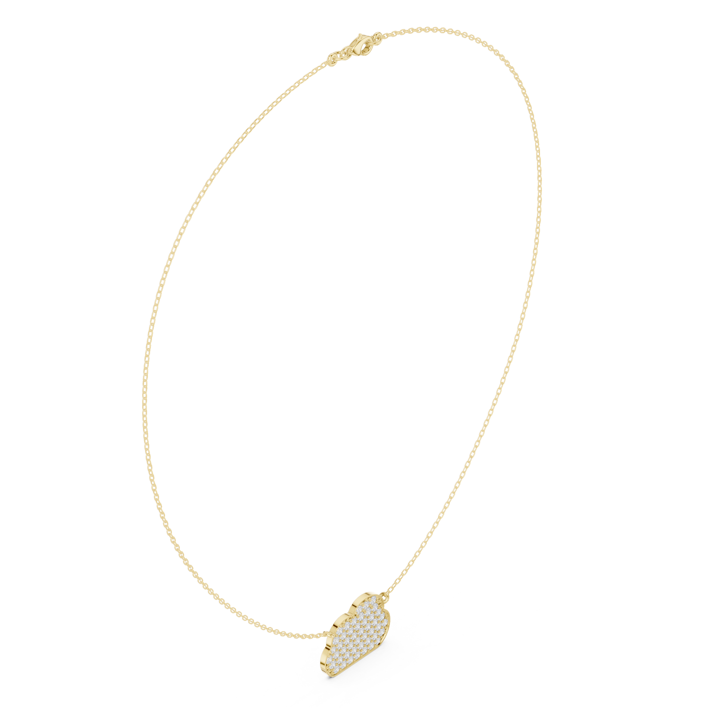 Soft Romance Heart Necklace | Floating Pavé Cloud Pendant | Modern Fine Jewelry Essential