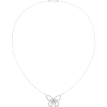 Butterfly Inspired Diamond Necklace | Elegant Silver Jewelry | Unique Bridal Gift For Women