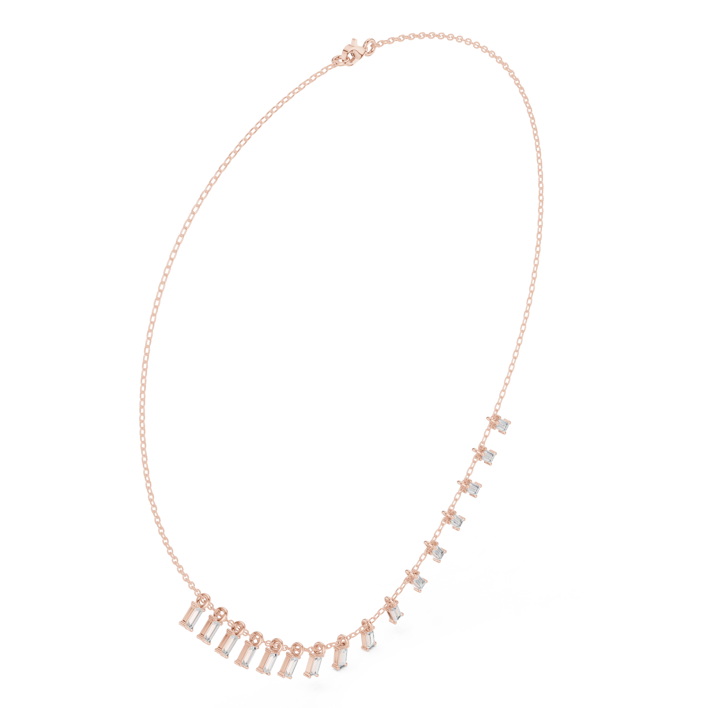 Contemporary Baguette Charm Necklace Slim Gold Chain Luxury Minimal Everyday Bridal Jewelry