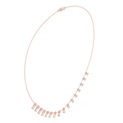 Contemporary Baguette Charm Necklace Slim Gold Chain Luxury Minimal Everyday Bridal Jewelry