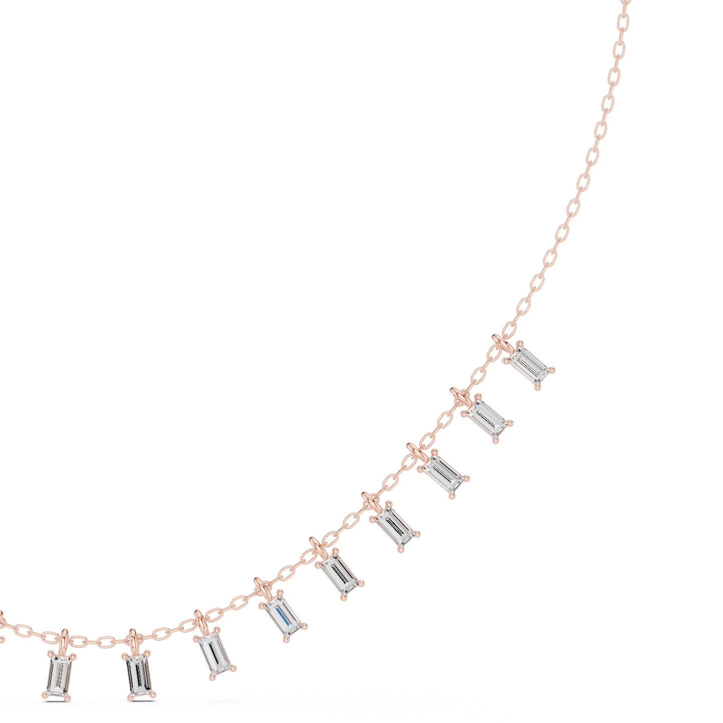 Contemporary Baguette Charm Necklace Slim Gold Chain Luxury Minimal Everyday Bridal Jewelry