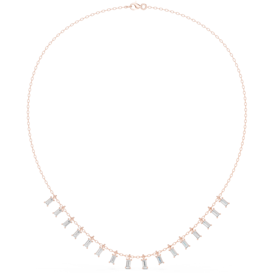 Contemporary Baguette Charm Necklace Slim Gold Chain Luxury Minimal Everyday Bridal Jewelry