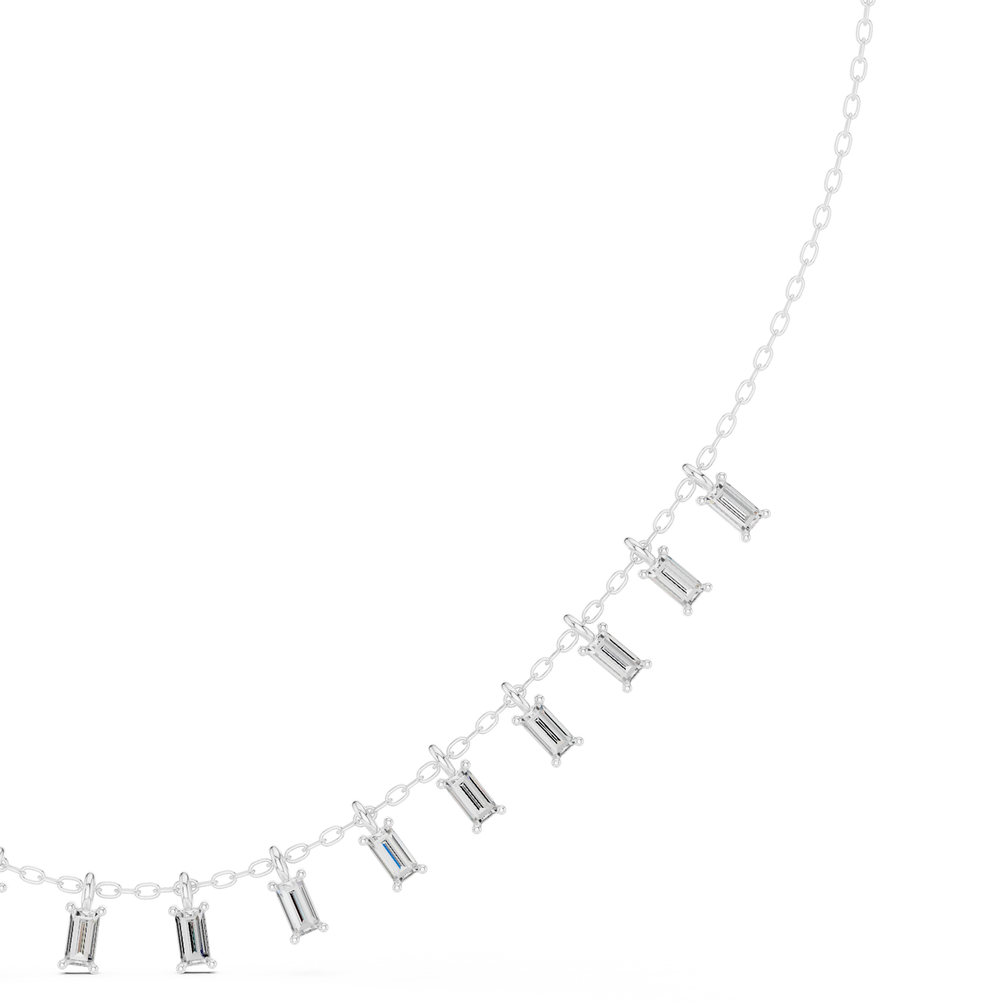 Contemporary Baguette Charm Necklace Slim Gold Chain Luxury Minimal Everyday Bridal Jewelry