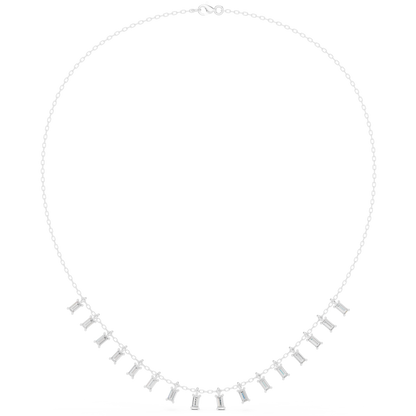 Contemporary Baguette Charm Necklace Slim Gold Chain Luxury Minimal Everyday Bridal Jewelry