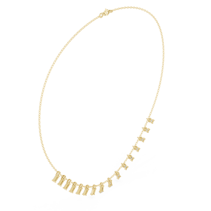 Contemporary Baguette Charm Necklace Slim Gold Chain Luxury Minimal Everyday Bridal Jewelry