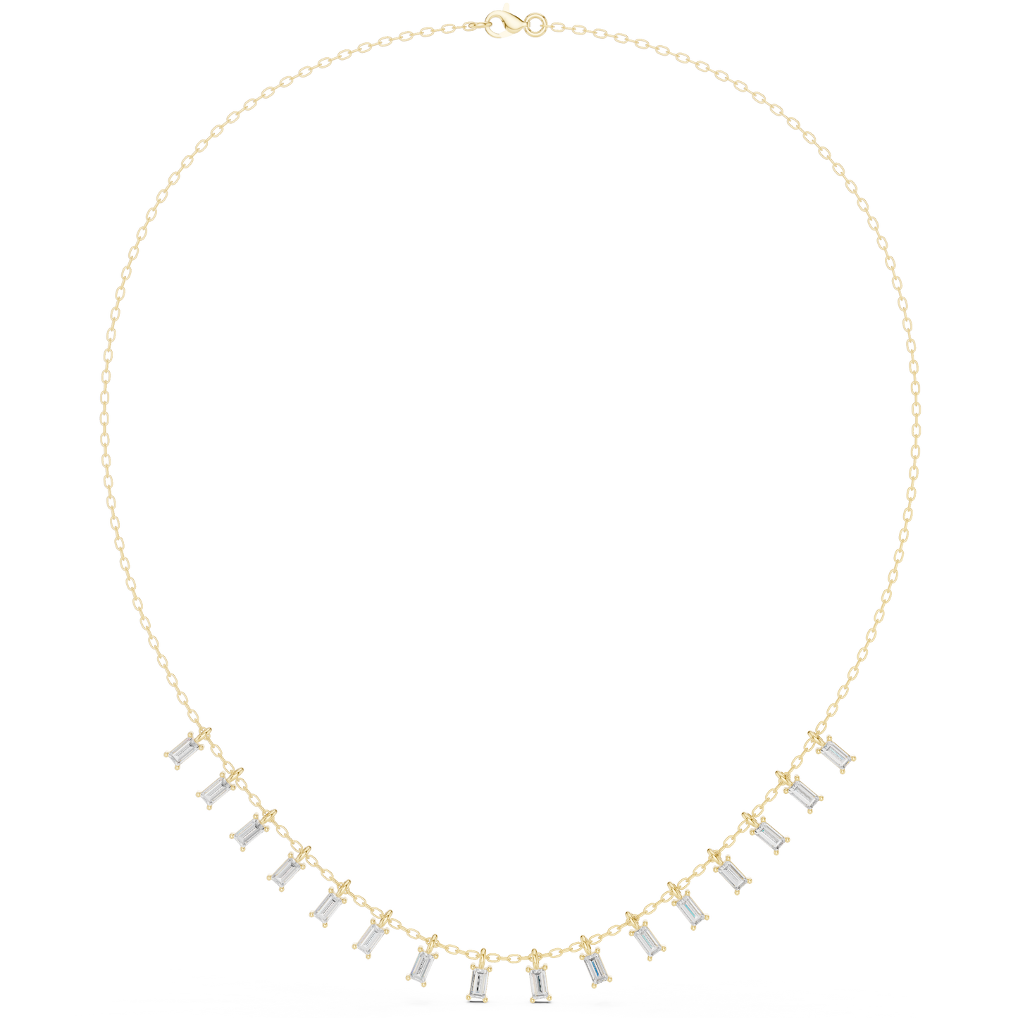 Contemporary Baguette Charm Necklace Slim Gold Chain Luxury Minimal Everyday Bridal Jewelry
