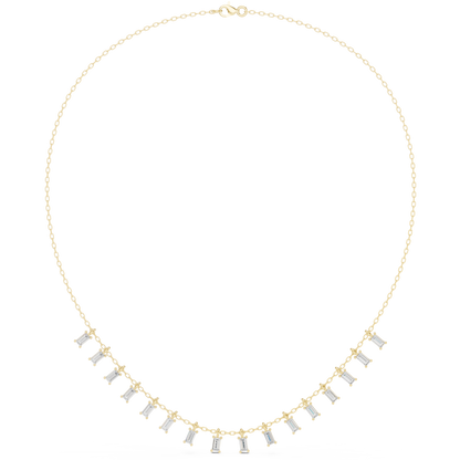 Contemporary Baguette Charm Necklace Slim Gold Chain Luxury Minimal Everyday Bridal Jewelry