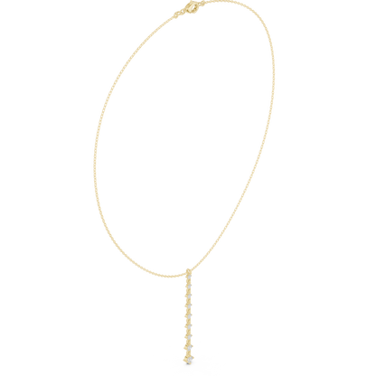 Moonlit Descent Diamond Necklace | Minimal Y Drop Chain | Refined Wedding Evening Jewelry