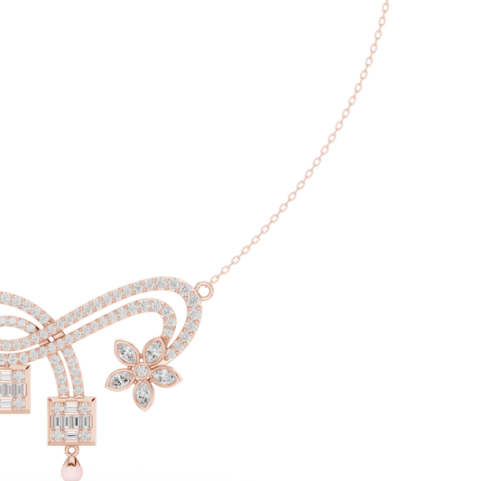 Velour Arc Diamond | Floral Drop Accent | Modern Statement Necklace For Elevated Signature Style