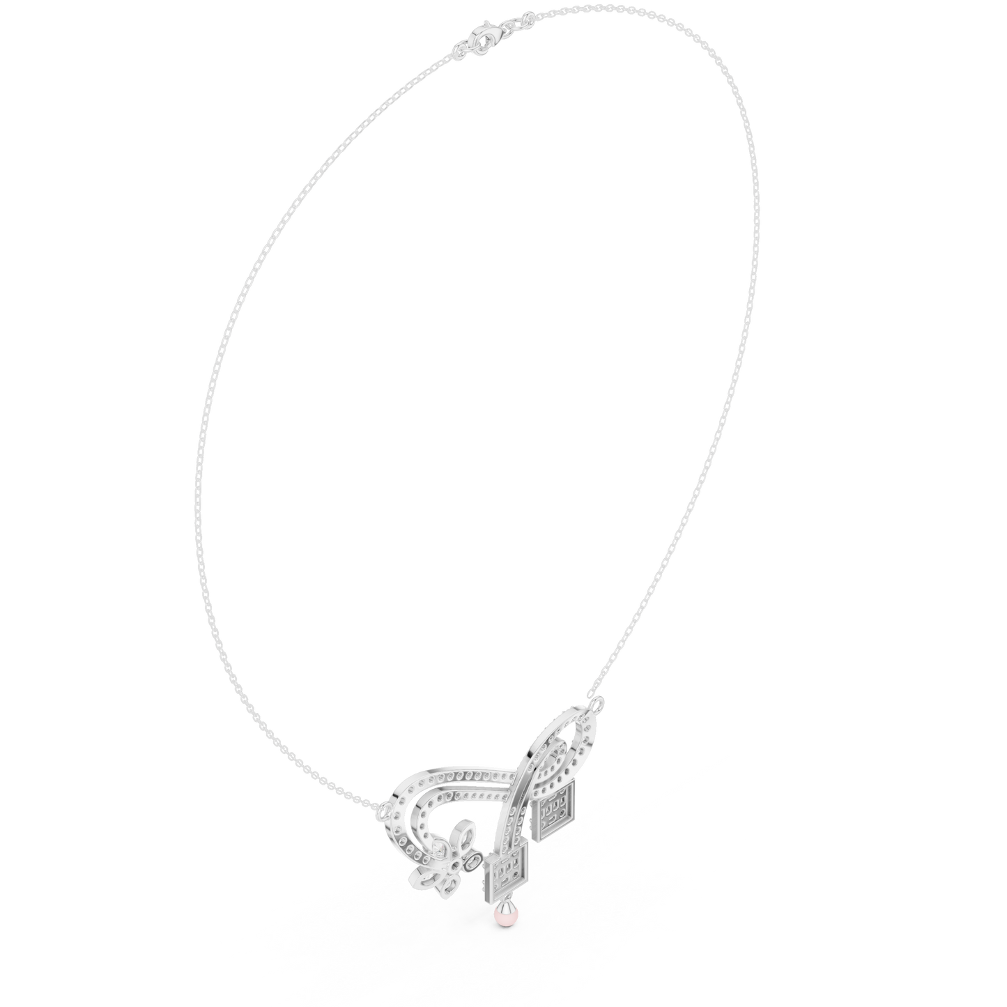 Velour Arc Diamond | Floral Drop Accent | Modern Statement Necklace For Elevated Signature Style