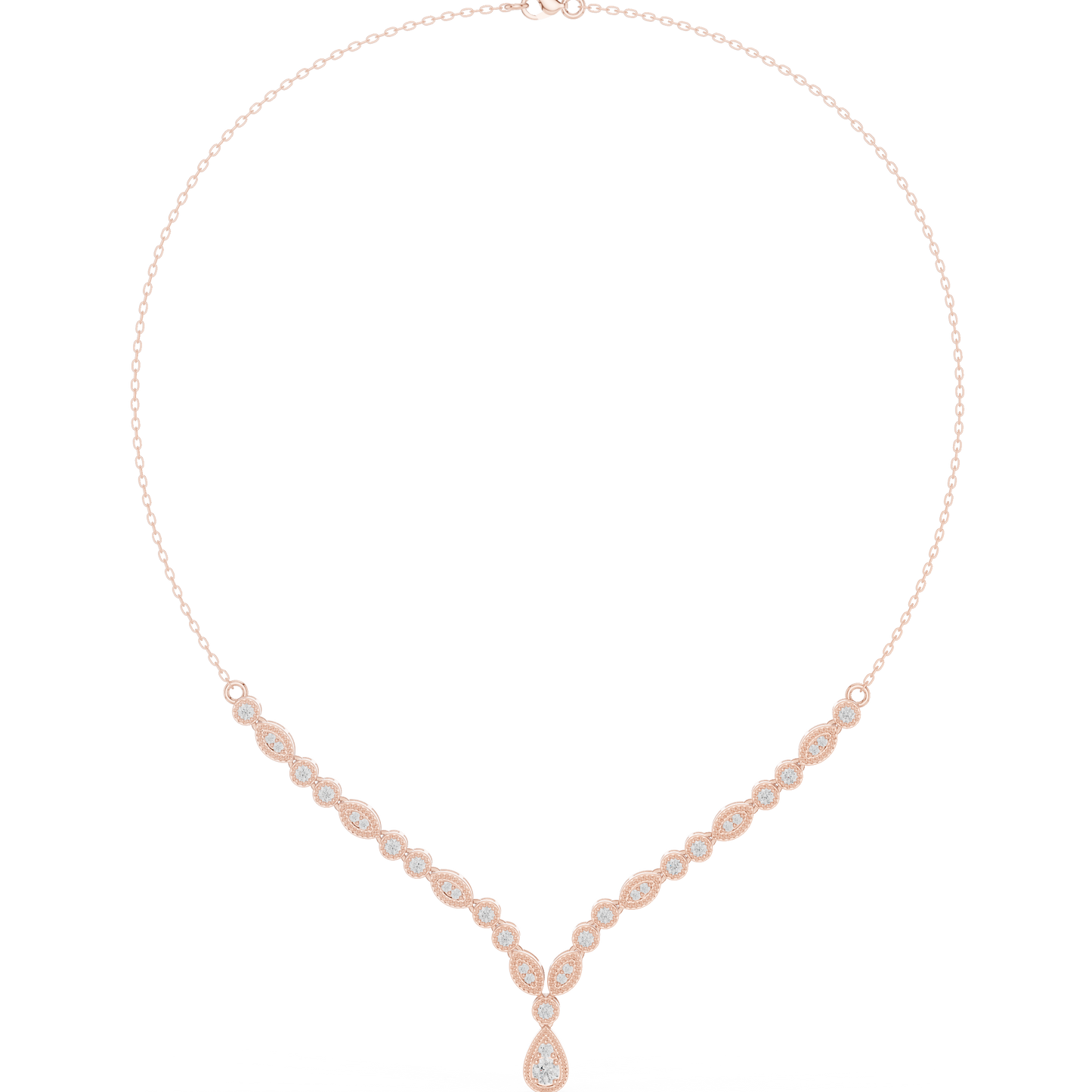 Ethereal Diamond Cascade Necklace | Premium Crafted Gold | High-End Bridal Statement Ornament