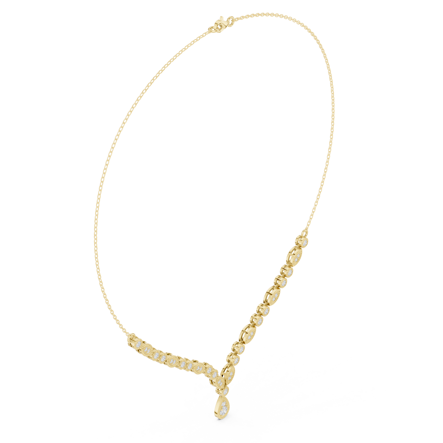 Ethereal Diamond Cascade Necklace | Premium Crafted Gold | High-End Bridal Statement Ornament