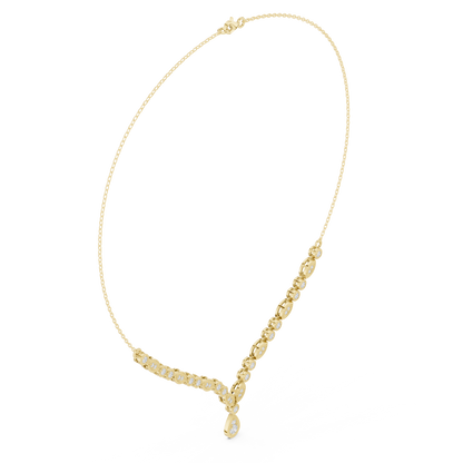 Ethereal Diamond Cascade Necklace | Premium Crafted Gold | High-End Bridal Statement Ornament