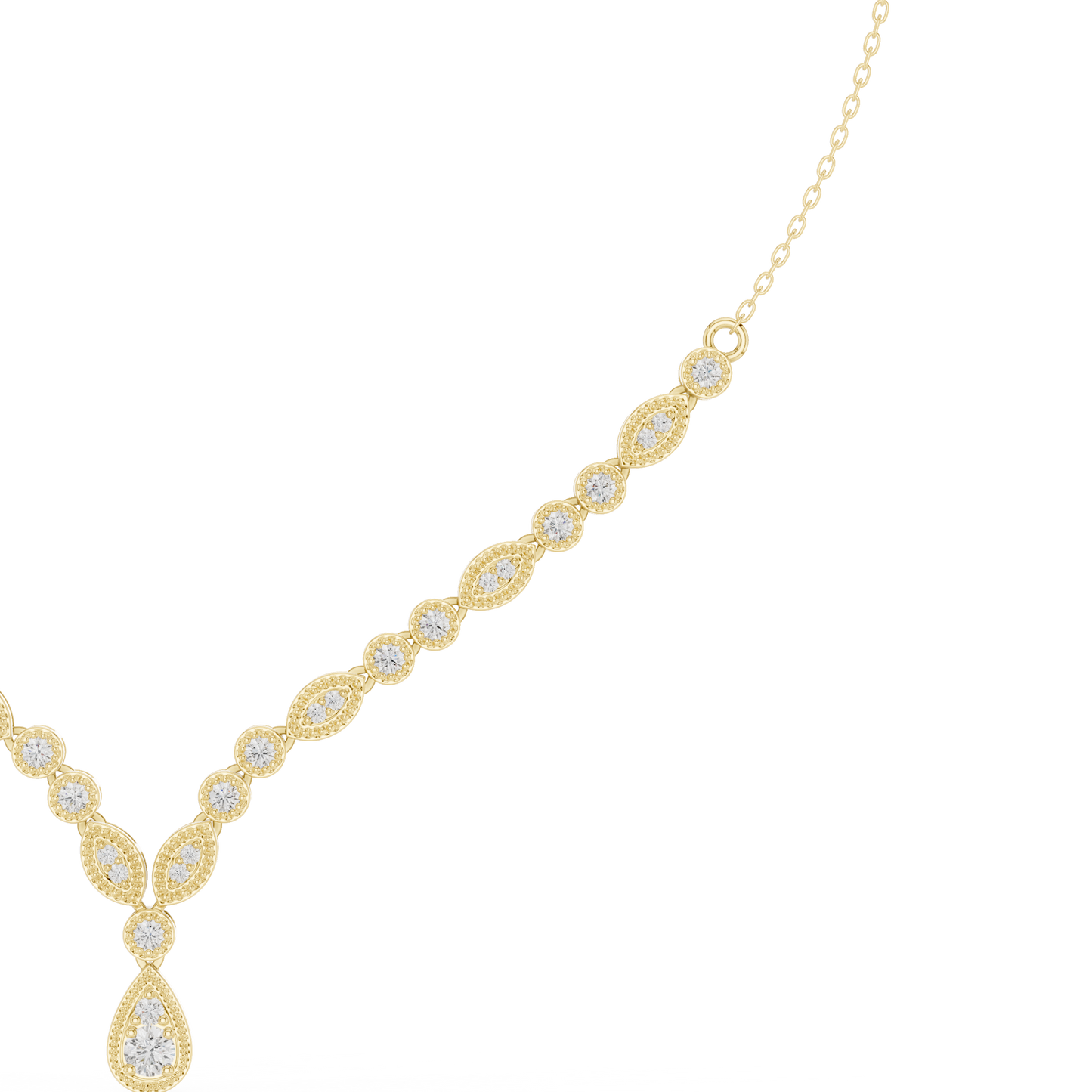 Ethereal Diamond Cascade Necklace | Premium Crafted Gold | High-End Bridal Statement Ornament