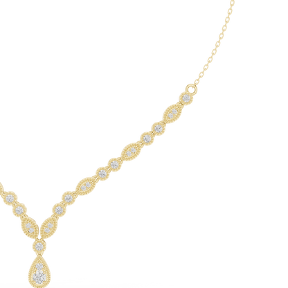 Ethereal Diamond Cascade Necklace | Premium Crafted Gold | High-End Bridal Statement Ornament