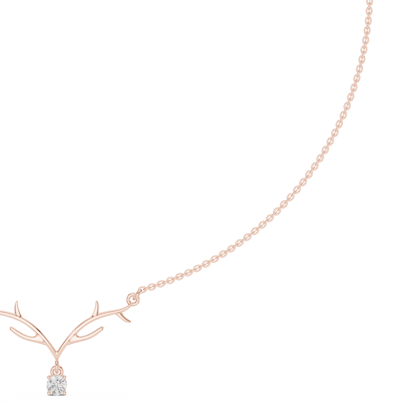 Minimalist Antler Diamond Pendant Luxury Nature Inspired Necklace Exclusive Design with Artistic Finish