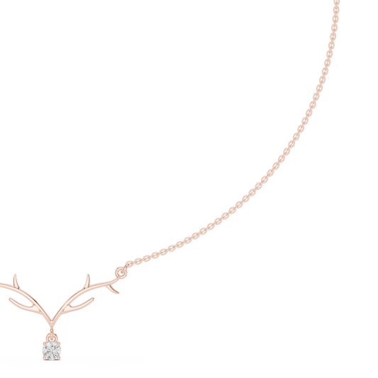 Minimalist Antler Diamond Pendant Luxury Nature Inspired Necklace Exclusive Design with Artistic Finish