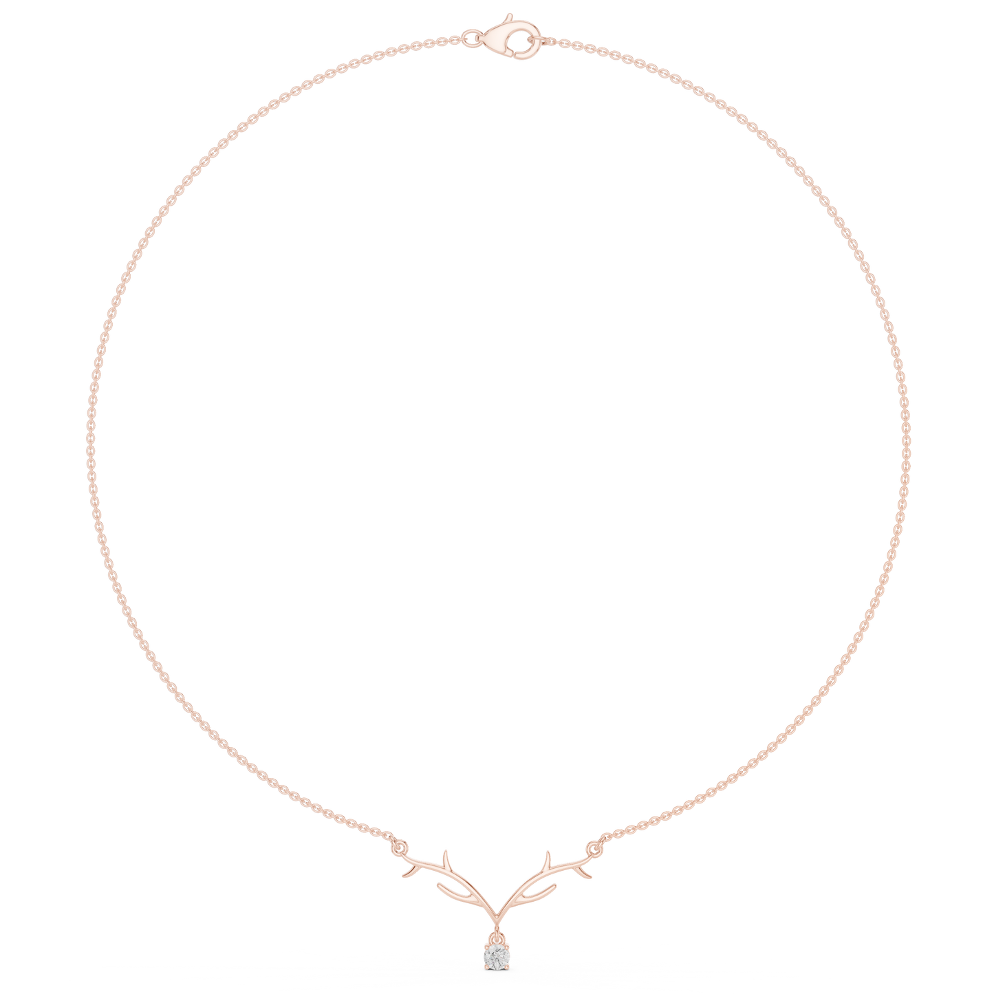 Minimalist Antler Diamond Pendant Luxury Nature Inspired Necklace Exclusive Design with Artistic Finish