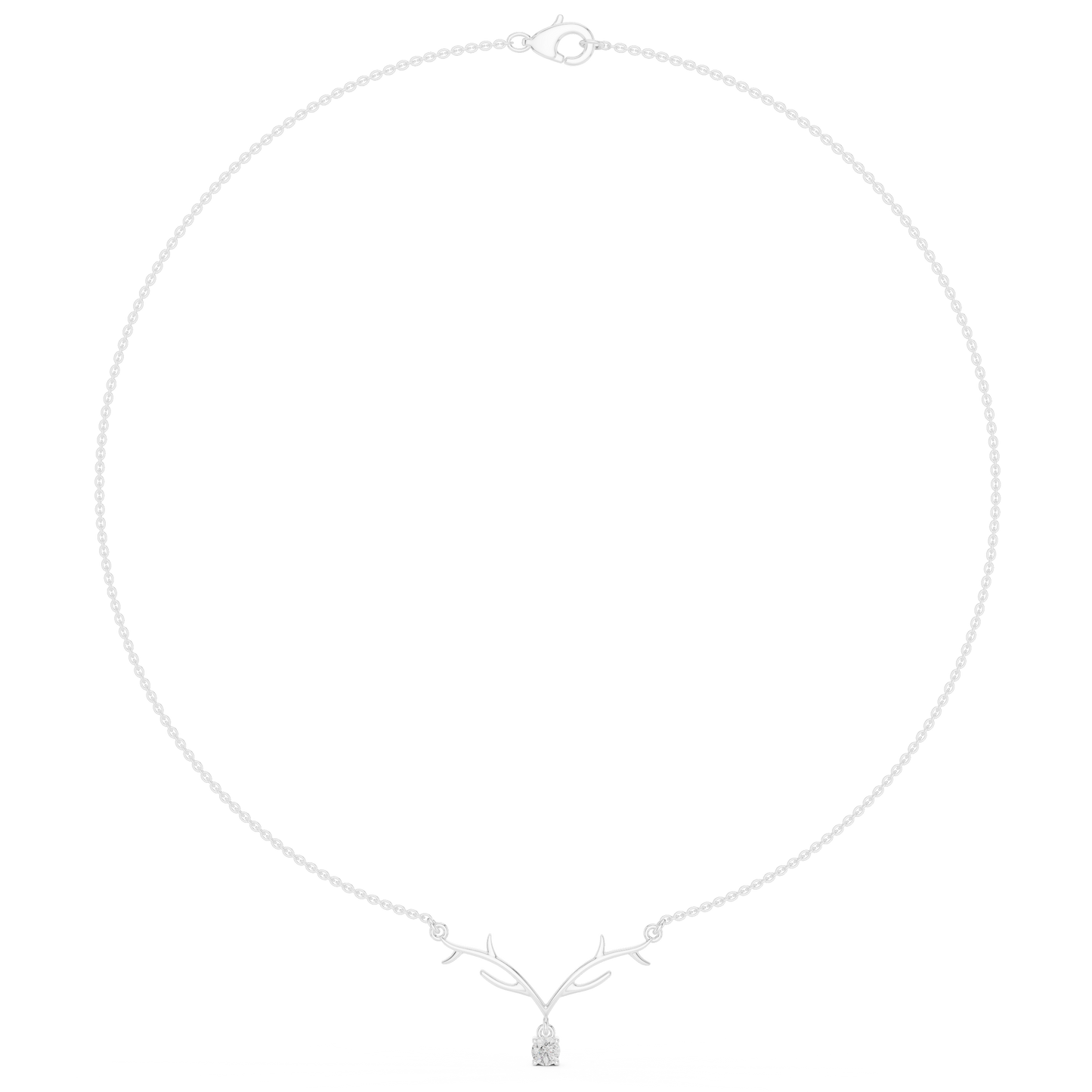 Minimalist Antler Diamond Pendant Luxury Nature Inspired Necklace Exclusive Design with Artistic Finish