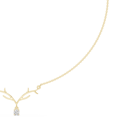 Minimalist Antler Diamond Pendant Luxury Nature Inspired Necklace Exclusive Design with Artistic Finish