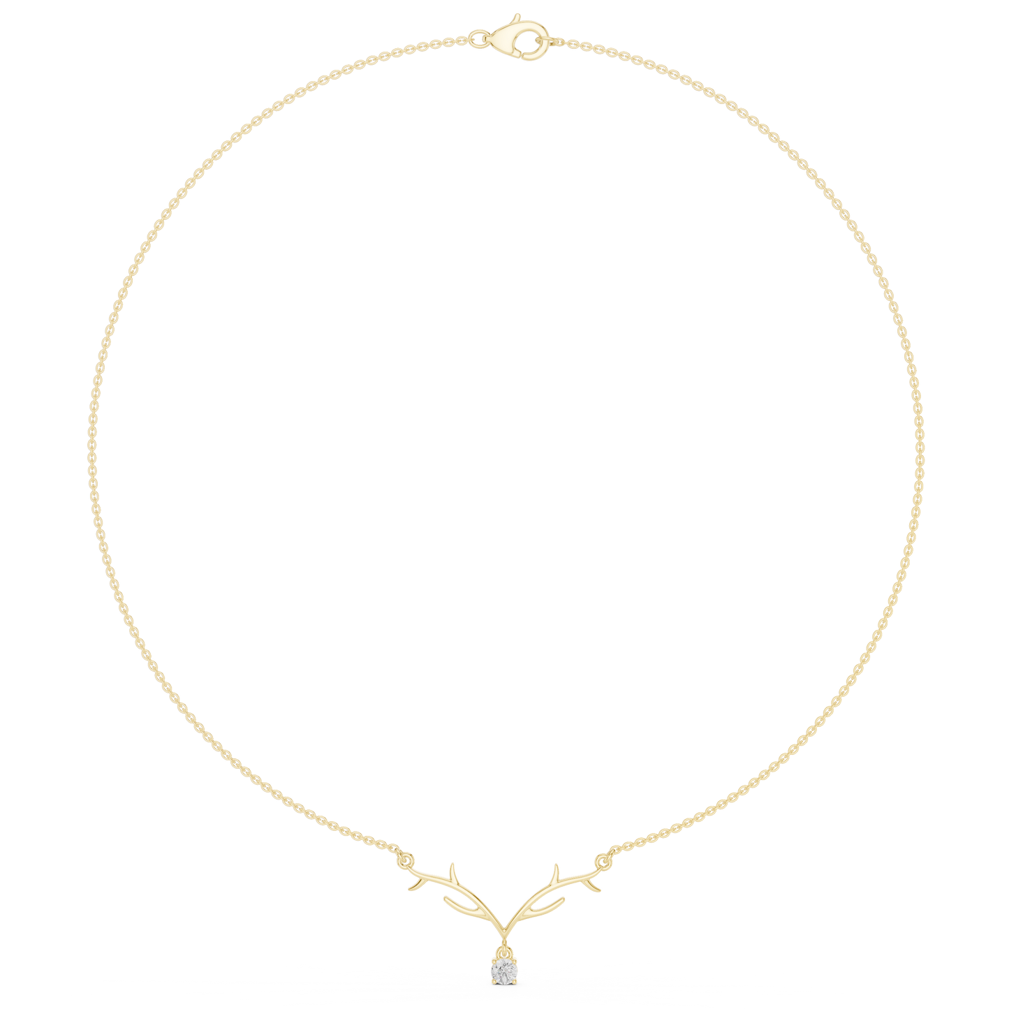Minimalist Antler Diamond Pendant Luxury Nature Inspired Necklace Exclusive Design with Artistic Finish