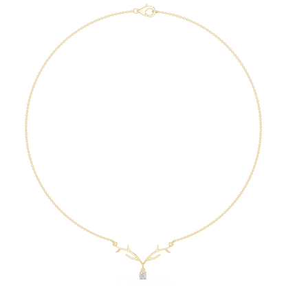 Minimalist Antler Diamond Pendant Luxury Nature Inspired Necklace Exclusive Design with Artistic Finish