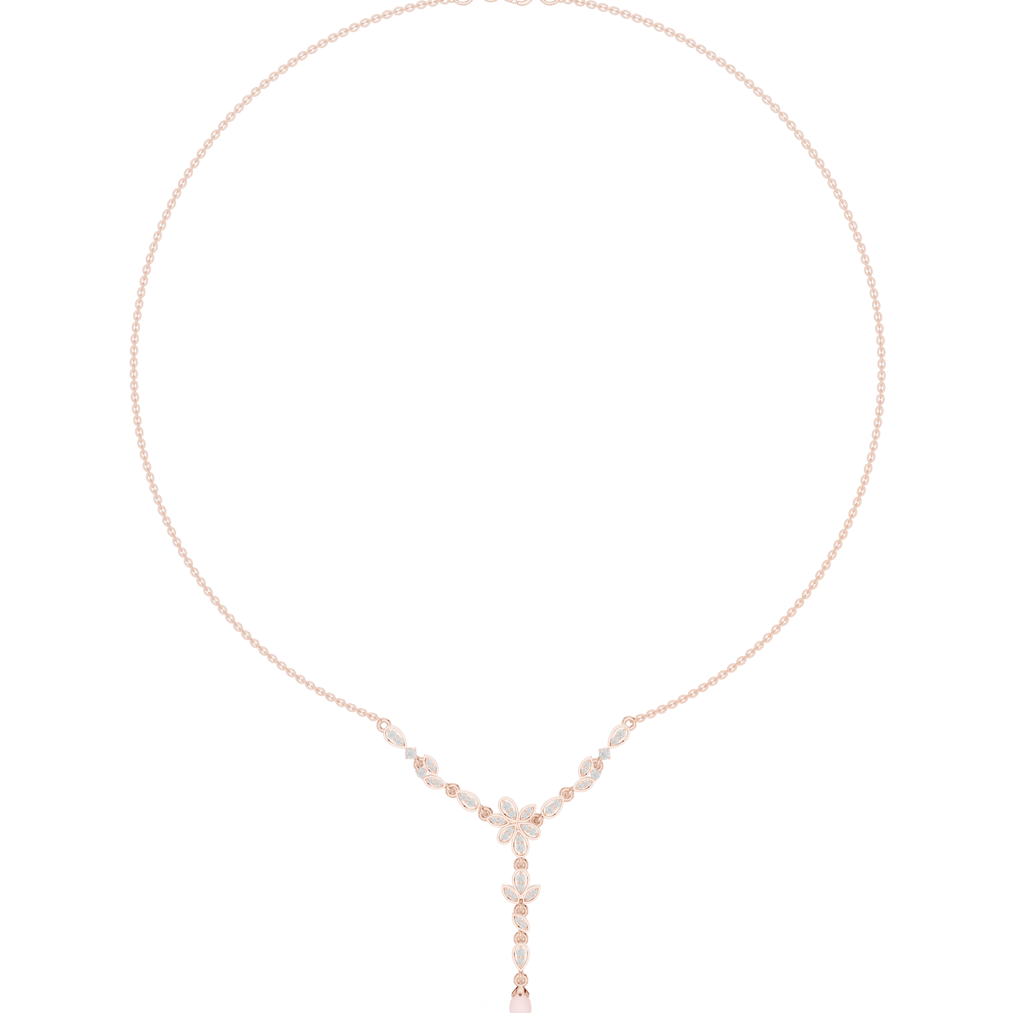 Delicate Floral Y Necklace | Rose Drop Charm Jewelry | Bridal Gift Elegant Modern Design