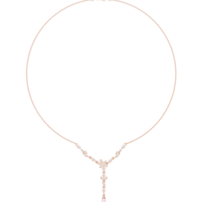 Delicate Floral Y Necklace | Rose Drop Charm Jewelry | Bridal Gift Elegant Modern Design