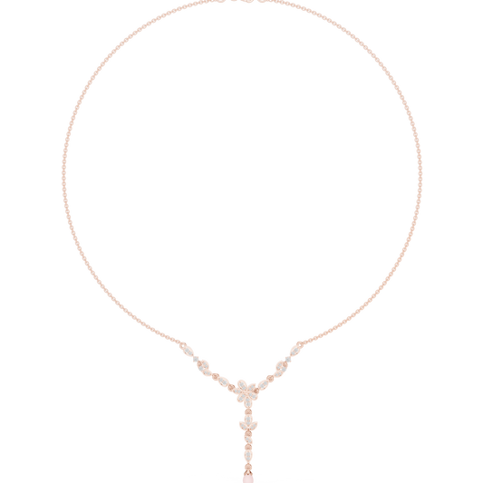 Delicate Floral Y Necklace | Rose Drop Charm Jewelry | Bridal Gift Elegant Modern Design