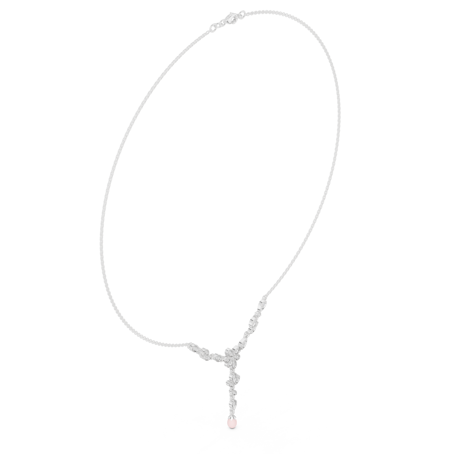 Delicate Floral Y Necklace | Rose Drop Charm Jewelry | Bridal Gift Elegant Modern Design