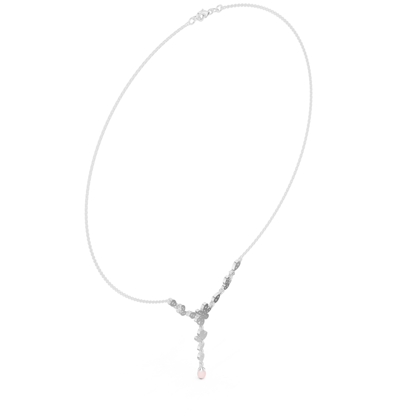 Delicate Floral Y Necklace | Rose Drop Charm Jewelry | Bridal Gift Elegant Modern Design