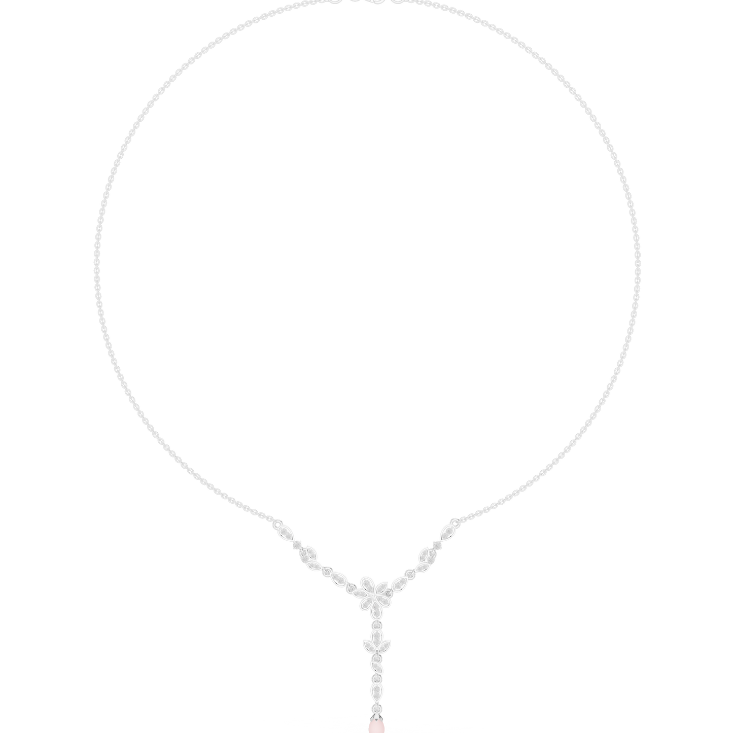 Delicate Floral Y Necklace | Rose Drop Charm Jewelry | Bridal Gift Elegant Modern Design